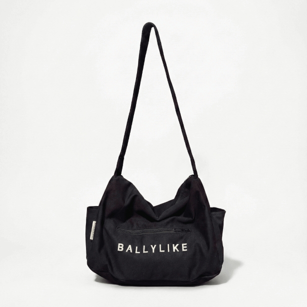 Black Canvas Shoulder Bag - BALLYLIKE Utility Design Men's Crossbody Bag